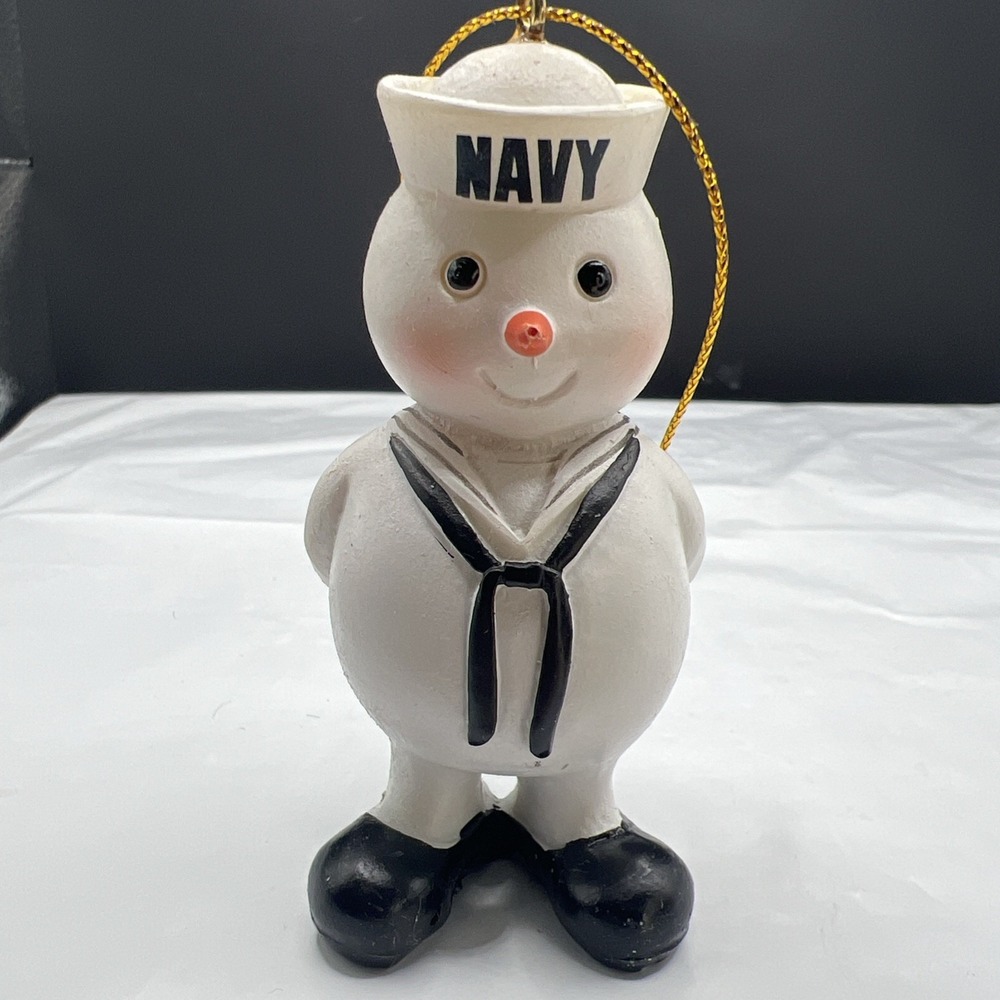 Kurt Adler US Navy Snowman Uniform Christmas Ornament Resin Military 3.5" Tall